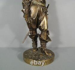 Écuyer Gil Blas De Santillane Sculpture Bronze Ancien Signé Levêque