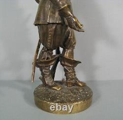 Écuyer Gil Blas De Santillane Sculpture Bronze Ancien Signé Levêque