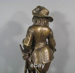 Écuyer Gil Blas De Santillane Sculpture Bronze Ancien Signé Levêque