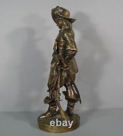 Écuyer Gil Blas De Santillane Sculpture Bronze Ancien Signé Levêque