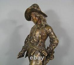 Écuyer Gil Blas De Santillane Sculpture Bronze Ancien Signé Levêque