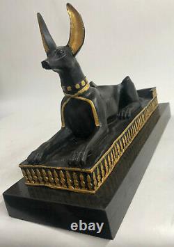 Égyptien Anubis Jackal Buste Sur Socle Statue Sculpture Ancien Bronze By Milo Nr