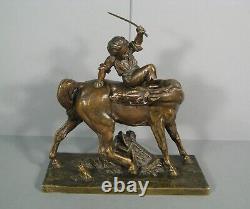 Enfant Sur Cheval Jeune Cavalier Sculpture Bronze Ancien Signé Théodore Gechter