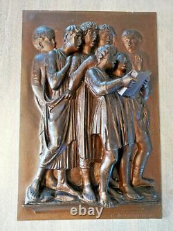 F. Barbedienne Bronze Bas Relief Ancien Epoque Authentique Signé, Numeroté