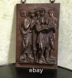 F. Barbedienne Bronze Bas Relief Ancien Epoque Authentique Signé, Numeroté