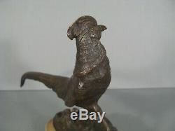 Faisan Ancienne Sculpture Animalière En Bronze / Statue Bronze Faisan Oiseau
