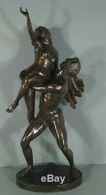 Faune Et Nymphe Sculpture Ancienne En Bronze Dans Le Goût Enlèvement Des Sabines