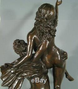 Faune Et Nymphe Sculpture Ancienne En Bronze Dans Le Goût Enlèvement Des Sabines