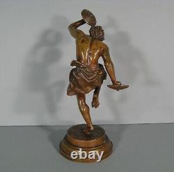Faune Joueur De Cymbales Danseur Antique Sculpture Bronze Ancien Signé Rancoulet