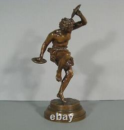 Faune Joueur De Cymbales Danseur Antique Sculpture Bronze Ancien Signé Rancoulet