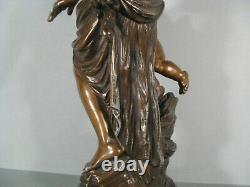 Femme A La Plume Et Putto Ancienne Statue Allegorie Ecriture Régule Signé Moreau
