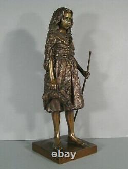 Femme Bergère Sculpture Bronze Ancien Signé Dumontet Fondeur Siot Decauville
