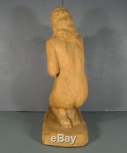Femme Nue A L'enfant Grande Sculpture Ancienne Terre Cuite Signée Ugo Cipriani