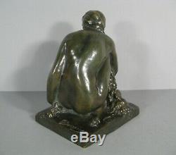 Femme Nue Ancienne Sculpture Bronze Art Deco Cire Perdue Signé Marcel Bouraine