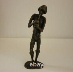 Figure de musicien bronze 704g massif 21cm statue sculpture ancien vintage 2-2
