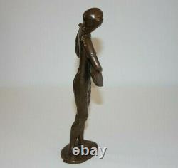 Figure de musicien bronze 894g massif 21cm statue sculpture ancien vintage 1-2