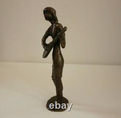 Figure de musicien bronze 894g massif 21cm statue sculpture ancien vintage 1-2