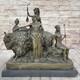 Figurine De Statue De Roi De Fille Semi-nue Romaine Ancienne En Bronze Art Déco