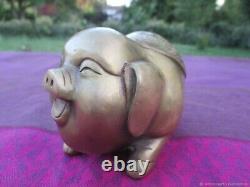 Figurine porc en bronze ancienne