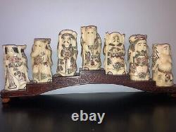 Figurines asiatiques anciennes les 7 sages de la foret de bambou