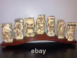 Figurines asiatiques anciennes les 7 sages de la foret de bambou