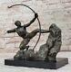 Fin Ancien Romain Bronze Statue 1st Siècle Figurine Grec Dieu Apollo Mâle Chair