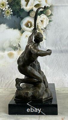 Fin Ancien Romain Bronze Statue 1st Siècle Figurine Grec Dieu Apollo Mâle Chair