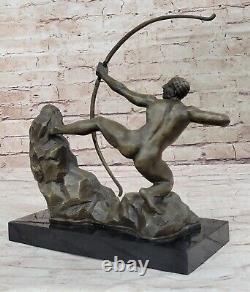 Fin Ancien Romain Bronze Statue 1st Siècle Figurine Grec Dieu Apollo Mâle Chair