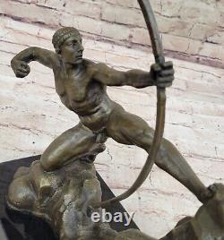 Fin Ancien Romain Bronze Statue 1st Siècle Figurine Grec Dieu Apollo Mâle Chair