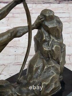 Fin Ancien Romain Bronze Statue 1st Siècle Figurine Grec Dieu Apollo Mâle Chair