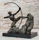 Fin Ancien Romain Bronze Statue 1st Siècle Figurine Grec Dieu Apollo Nu Affaire