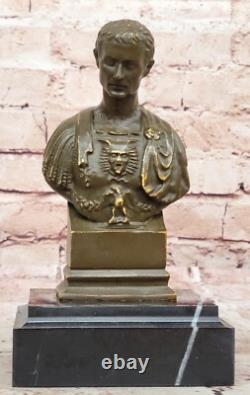 Fisher Buste Bronze Signé Julius Caesar Sculpture Statue Rome Ancienne Décor Art
