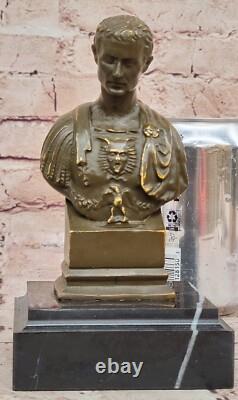 Fisher Buste Bronze Signé Julius Caesar Sculpture Statue Rome Ancienne Décor Art