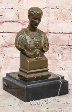 Fisher Buste Bronze Signé Julius Caesar Sculpture Statue Rome Ancienne Décor Art