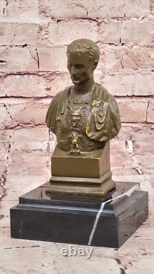 Fisher Buste Bronze Signé Julius Caesar Sculpture Statue Rome Ancienne Décor Art
