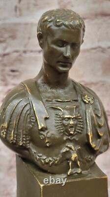 Fisher Buste Bronze Signé Julius Caesar Sculpture Statue Rome Ancienne Décor Art