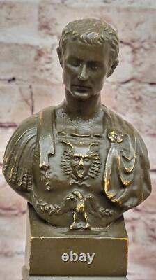 Fisher Buste Bronze Signé Julius Caesar Sculpture Statue Rome Ancienne Décor Art