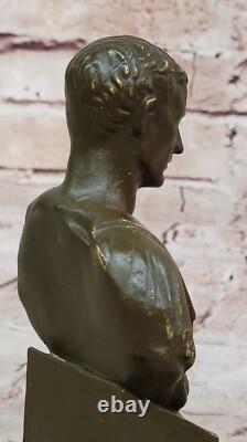 Fisher Buste Bronze Signé Julius Caesar Sculpture Statue Rome Ancienne Décor Art