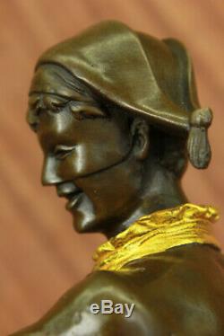 Fonte Dansant Harlequin Bouffon Ancien Bronze Sculpture Statue Marbre Base