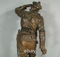 Fusilier Marin Militaire Marine Nationale Sculpture Bronze Ancien Signé Anfrie