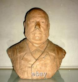 GRAND BUSTE, ancien, en terre cuite Mr GALY 1897