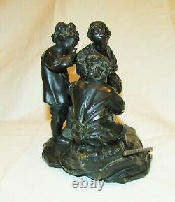 GROUPE ENFANTS STATUETTE ANCIENNE BRONZE SCULPTURE 19ème siècle children Statue