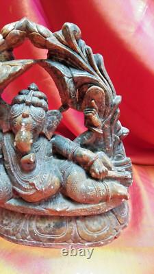 Ganesha Statue ancienne Marbre Sculpture Temple Fait Main Inde Dieu Hindou I