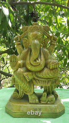 Ganesha statue ancienne Marbre Sculpture Dieu hindou 4 kilos Asie Temple Inde A5