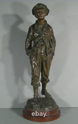 Gavroche Titi Parisien Ancienne Sculpture Statue En Régule Signée Charles Anfrie