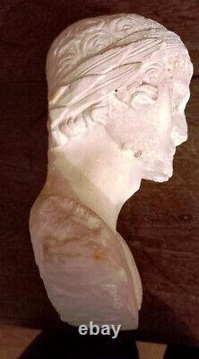 Gde paire Bustes Philosophes grecs plâtres anciens sur socle bois 26 cm -TTB