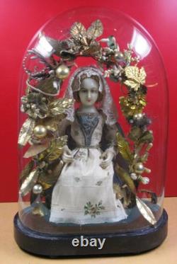 Globe verre Napoléon III, ancienne sculpture de cire statue, figurine