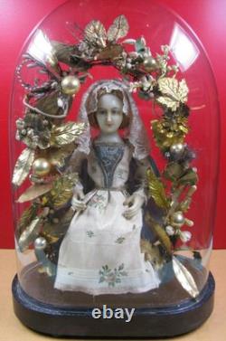Globe verre Napoléon III, ancienne sculpture de cire statue, figurine
