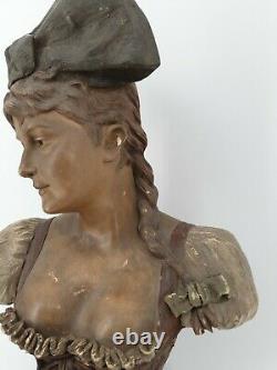 Goldscheider, ancien buste de femme en terre cuite XIX ème s