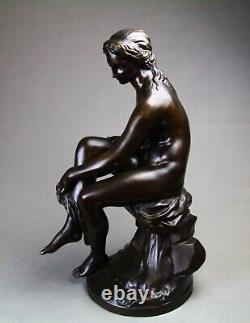 Grand 50cm bronze ancien sculpture Femme au bain par Etienne Maurice FALCONNET